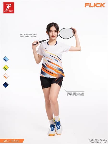 Áo cầu lông nữ FLICK - trắng cam