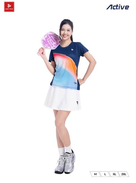 Áo cầu lông pickleball JP Active nữ xanh đen
