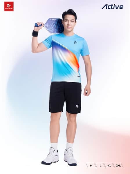 Áo cầu lông pickleball JP Active nam xanh biển