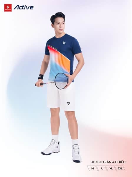 Áo cầu lông pickleball JP Active nam xanh đen