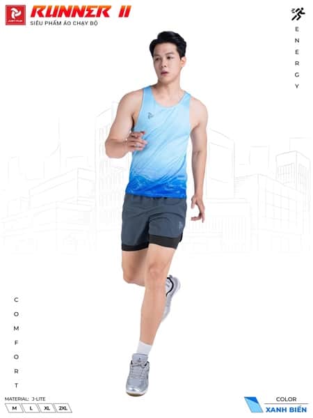 Áo chạy bộ Just Play Runner II tank top - xanh biển