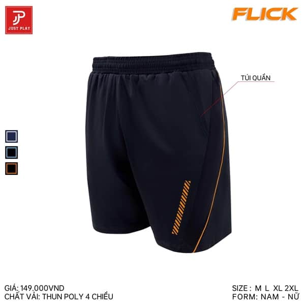 Quần cầu lông Flick Nữ Đen sọc cam