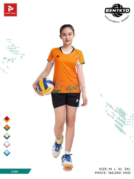 Quần áo bóng chuyền nữ Benteyo cam