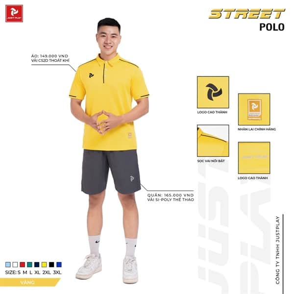 Áo Polo Just Play - STREET màu vàng